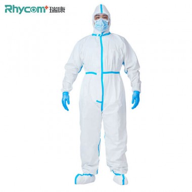Rhycom AAMI PB70 Level 3 Disposable Medical Protective Coverall With Tape and Hood