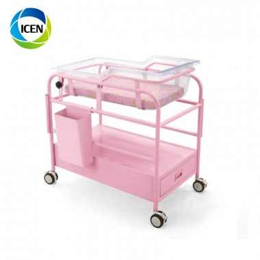 IN-605 Baby Bed Portable Baby Cart Transparent Acrylic Bassinet Baby Cot With Drawer