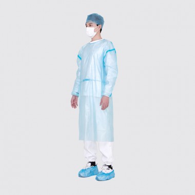 Rhycom EN13795 PP PE Disposable Medical Isolation Gowns With Taping